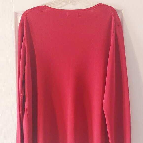 Red (Cranberry) Embroidered Beaded Cardigan Set by BCBGMazazria Sz 2X - Picture 8 of 15